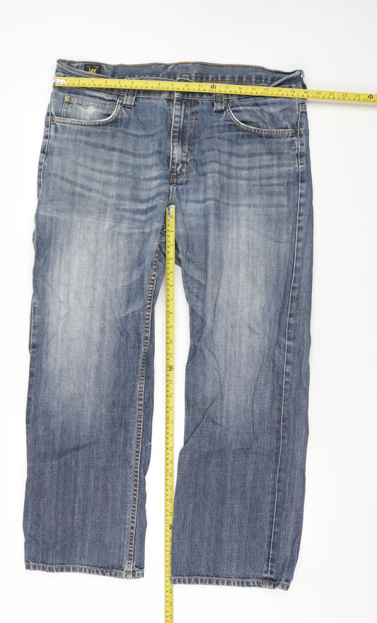 Lee Men's Blue Denim Straight Jeans W36 L30 Regular Fit