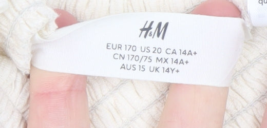 H&M Womens Ivory Wide-Leg Viscose Crepe Trousers Size 20
