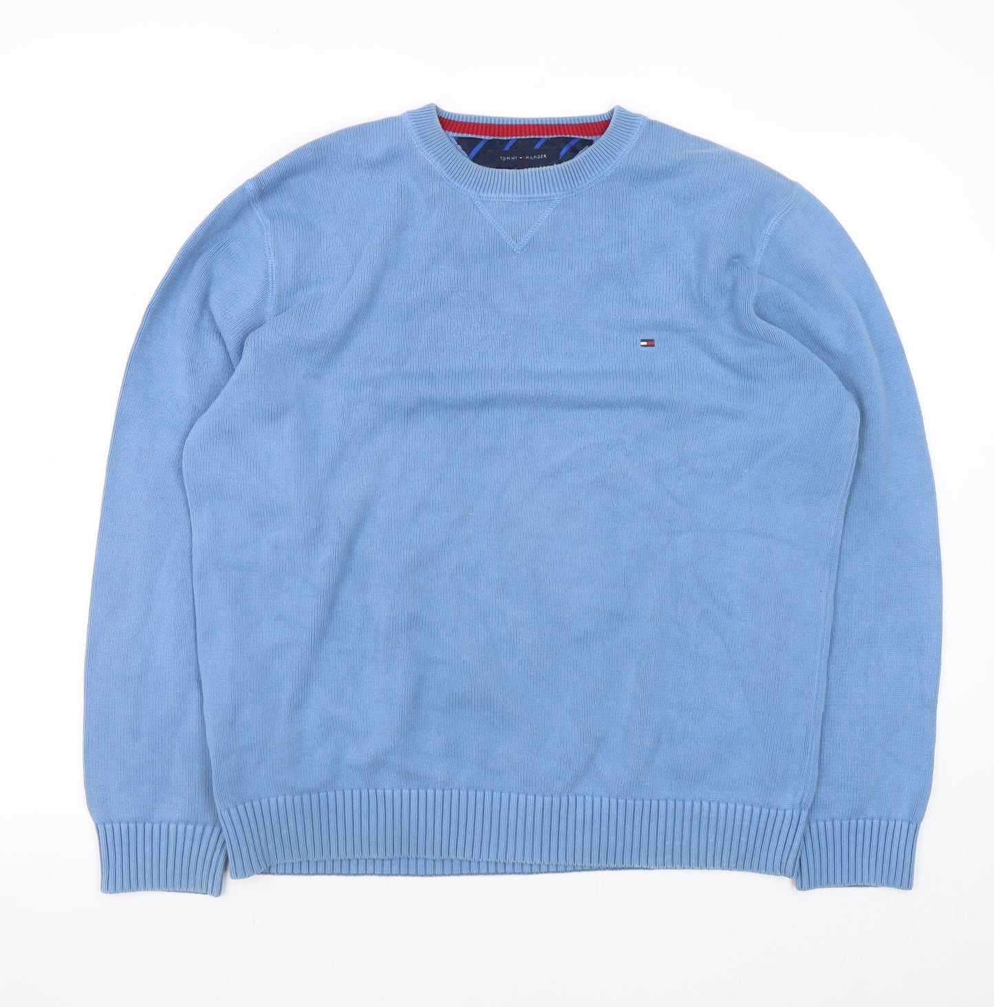 Tommy Hilfiger Men Blue XL Cotton Crew Neck Pullover Jumper