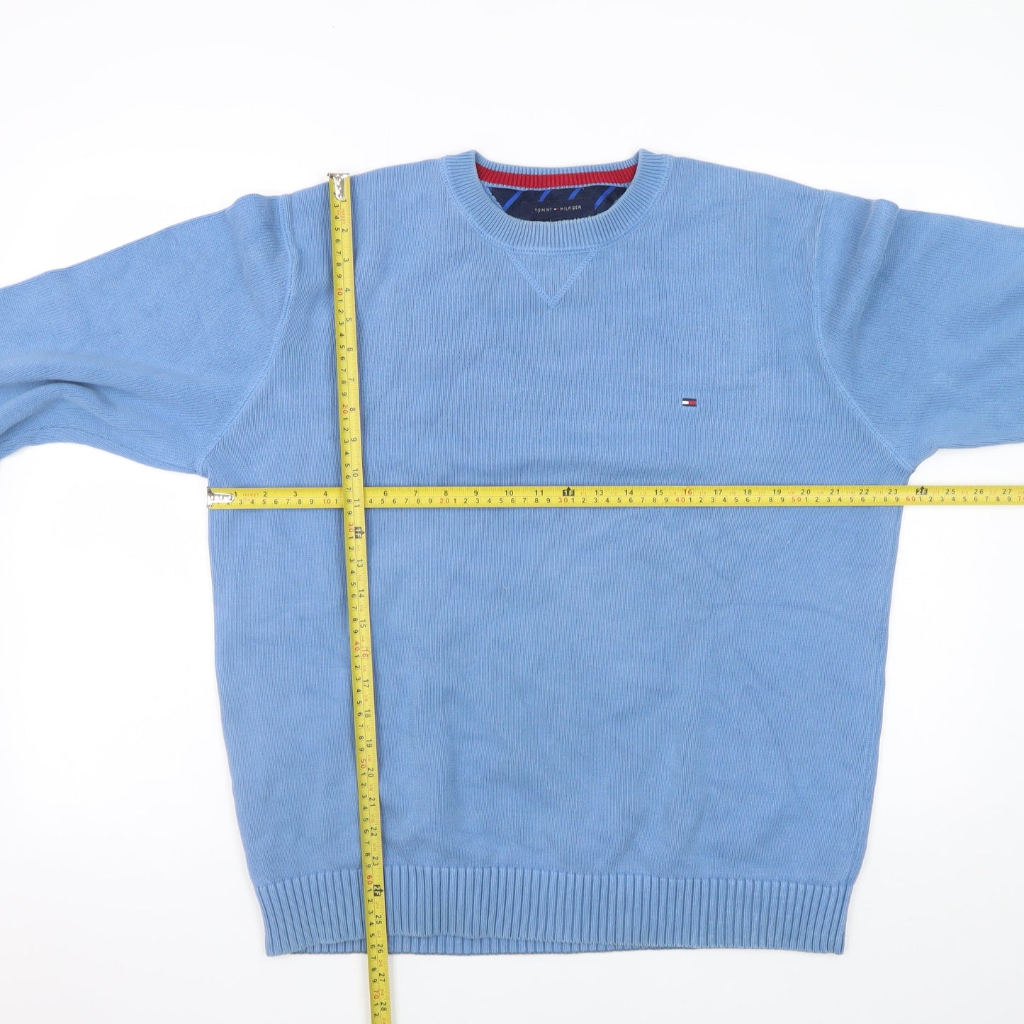 Tommy Hilfiger Men Blue XL Cotton Crew Neck Pullover Jumper