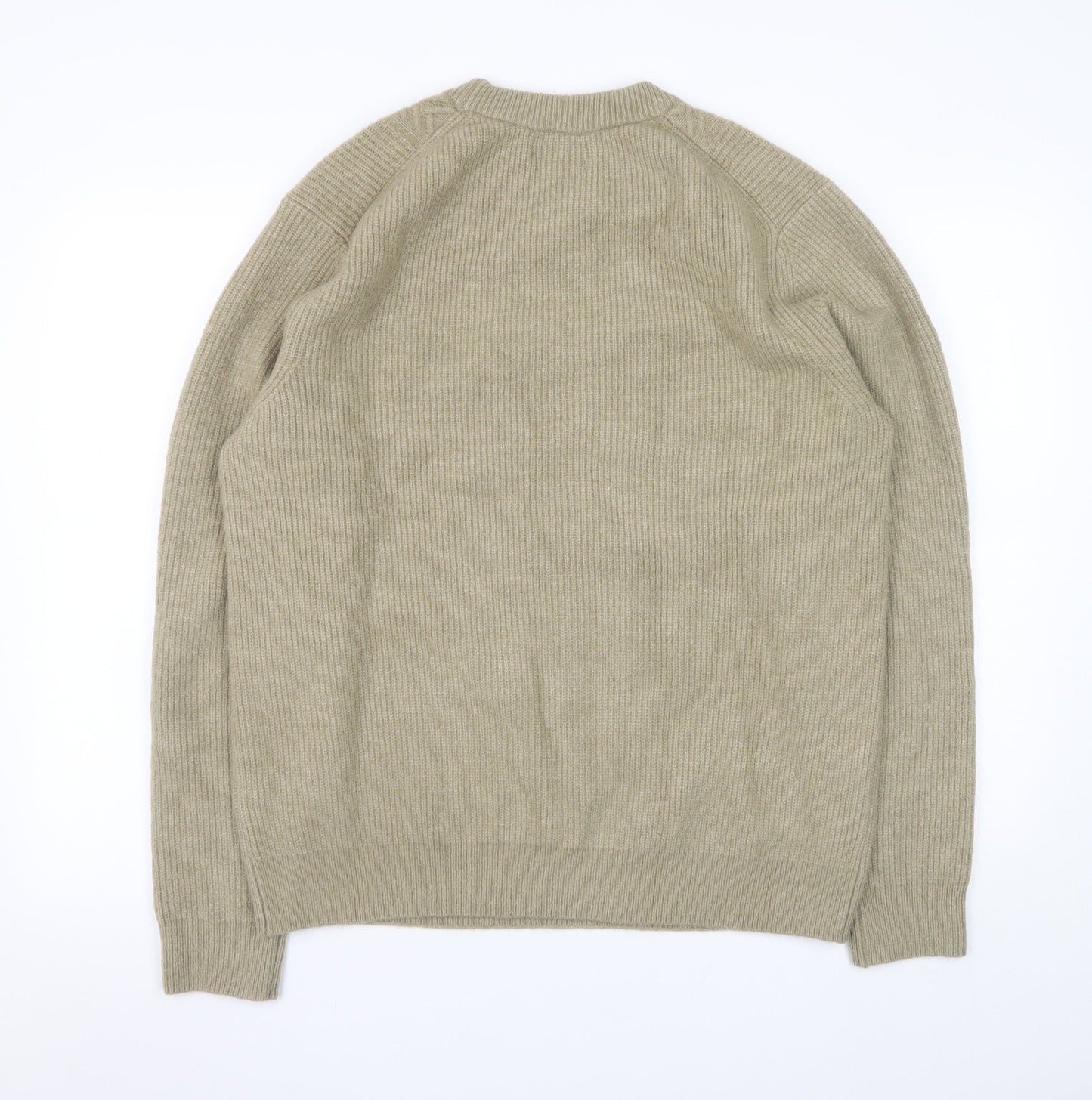 Marks and Spencer Men Beige Wool Blend Cable-Knit Jumper L