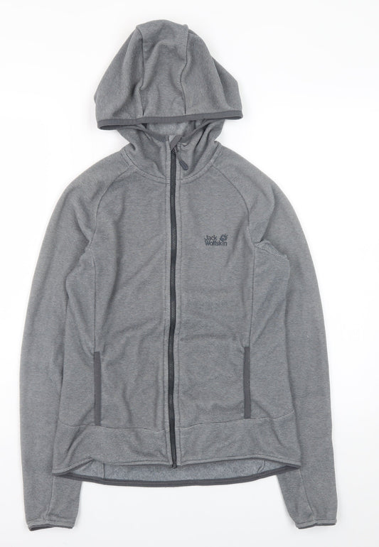 Jack Wolfskin Unisex Grey Full Zip Hoodie Size S Lightweight Outdoor