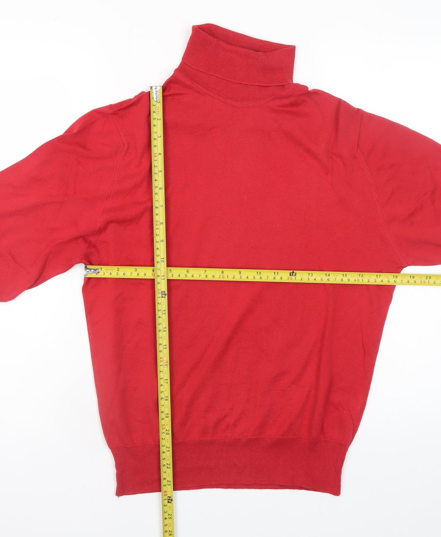 Jaeger Women Red Roll Neck Cotton Jumper Size 10