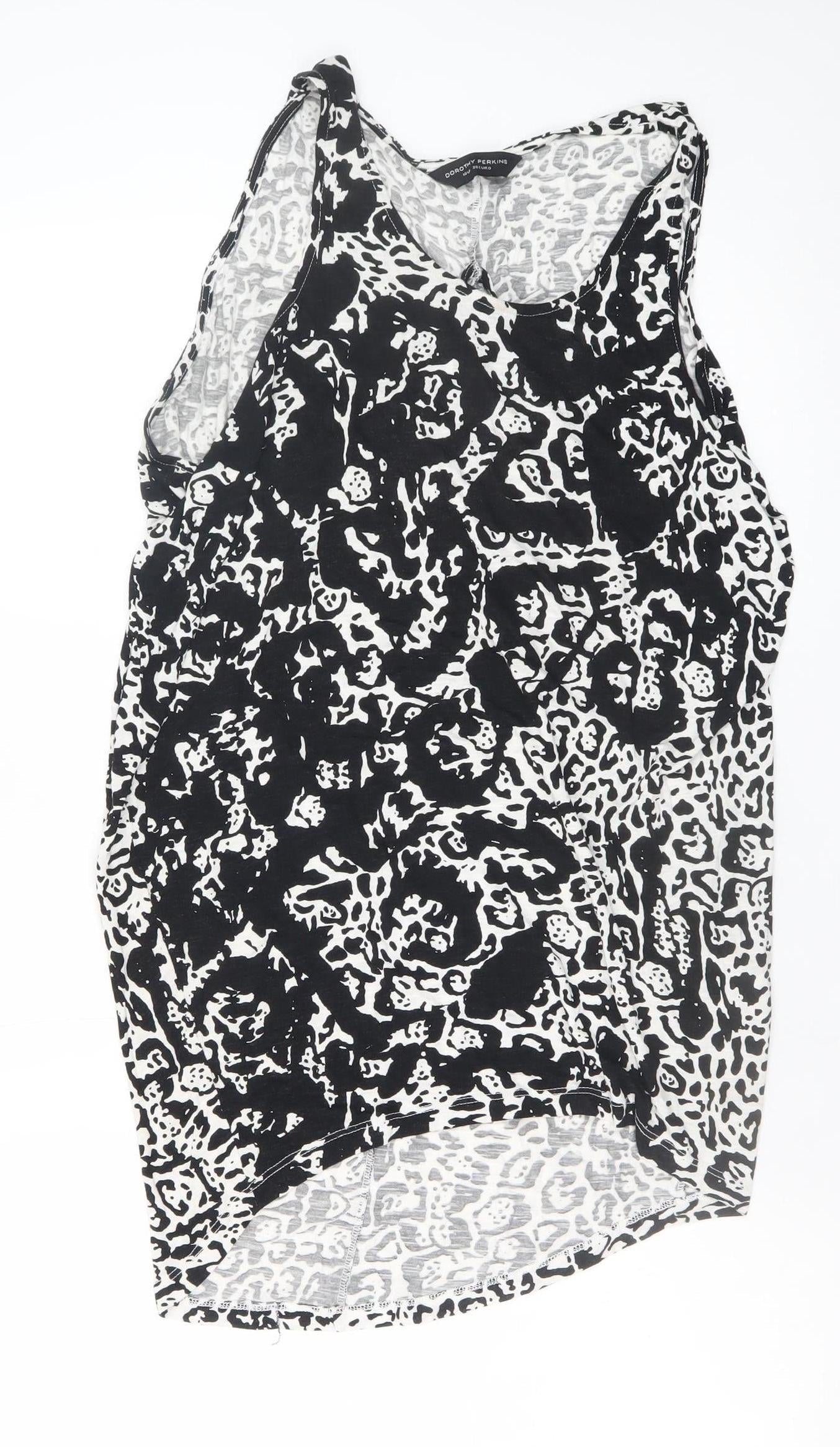 Dorothy Perkins Women's Black Animal Print Sleeveless Tank Dress Size 10