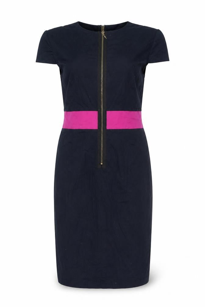 Marks and Spencer Women Black Pink Sheath Dress Size 10 Short Sleeve V-Neck