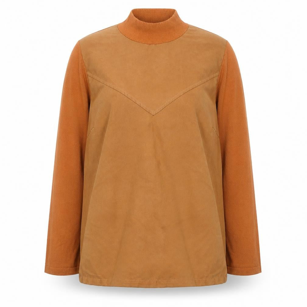 Front view of ASOS Women’s Brown Mock Neck Long Sleeve jumper, size UK 12