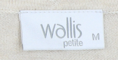 Wallis Petite Beige Short Sleeve Open Knit Cardigan Womens M