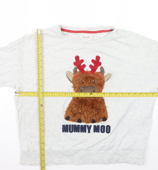 Next Women Grey Christmas Reindeer Pyjama Top Size 12