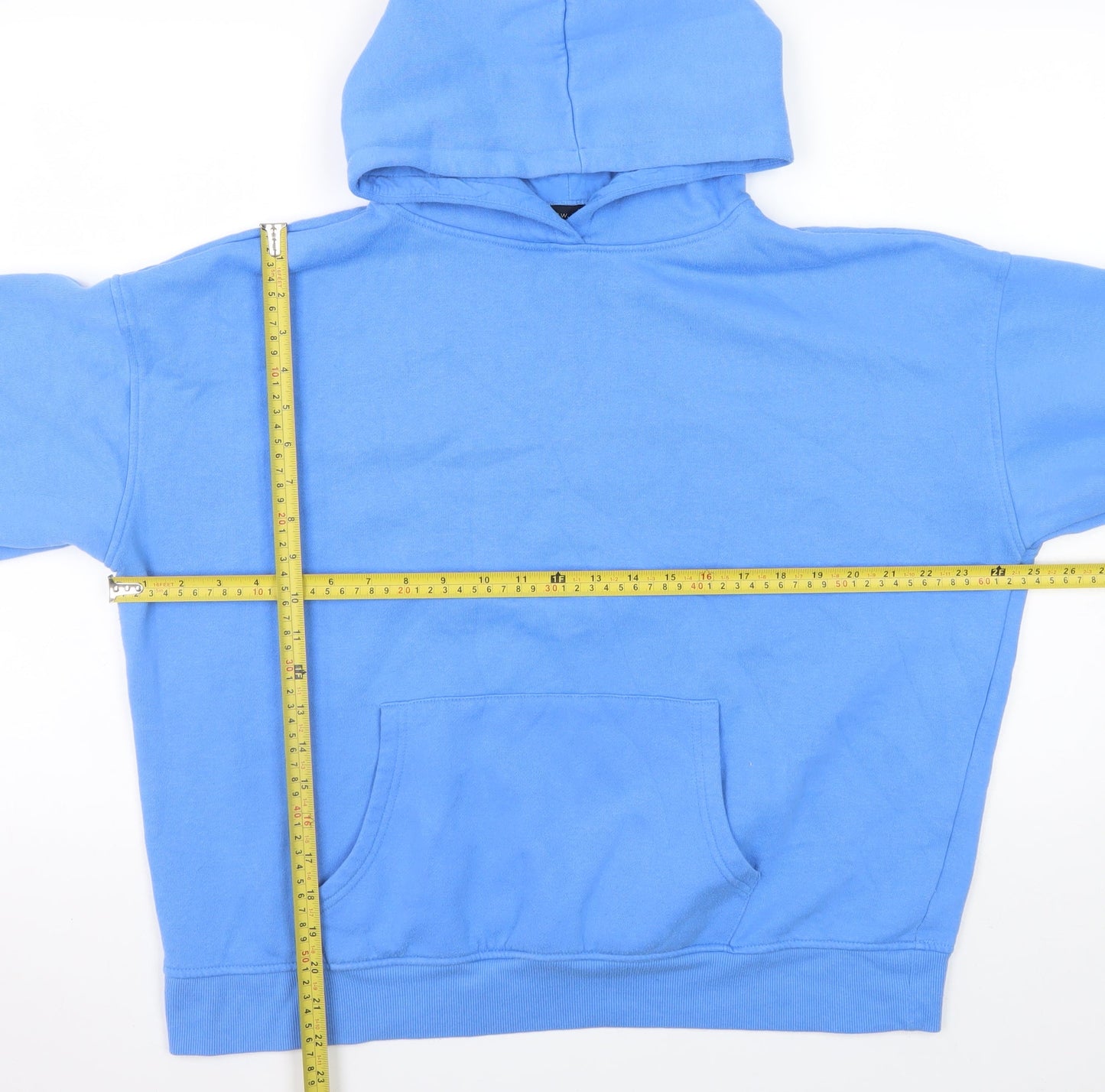 New Look Men's Blue Pullover Hoodie Size L Regular Fit Cotton Blend