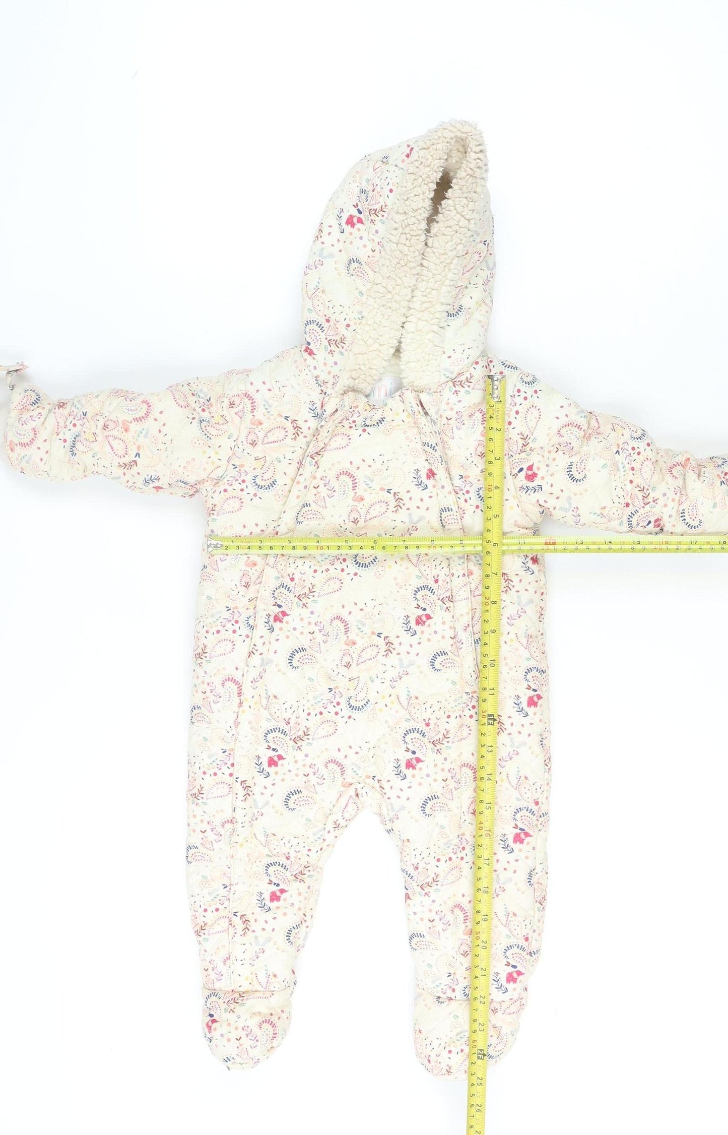 Mini Club Unisex Baby Beige Floral Hooded Snowsuit 6-9 Months Lined Winter