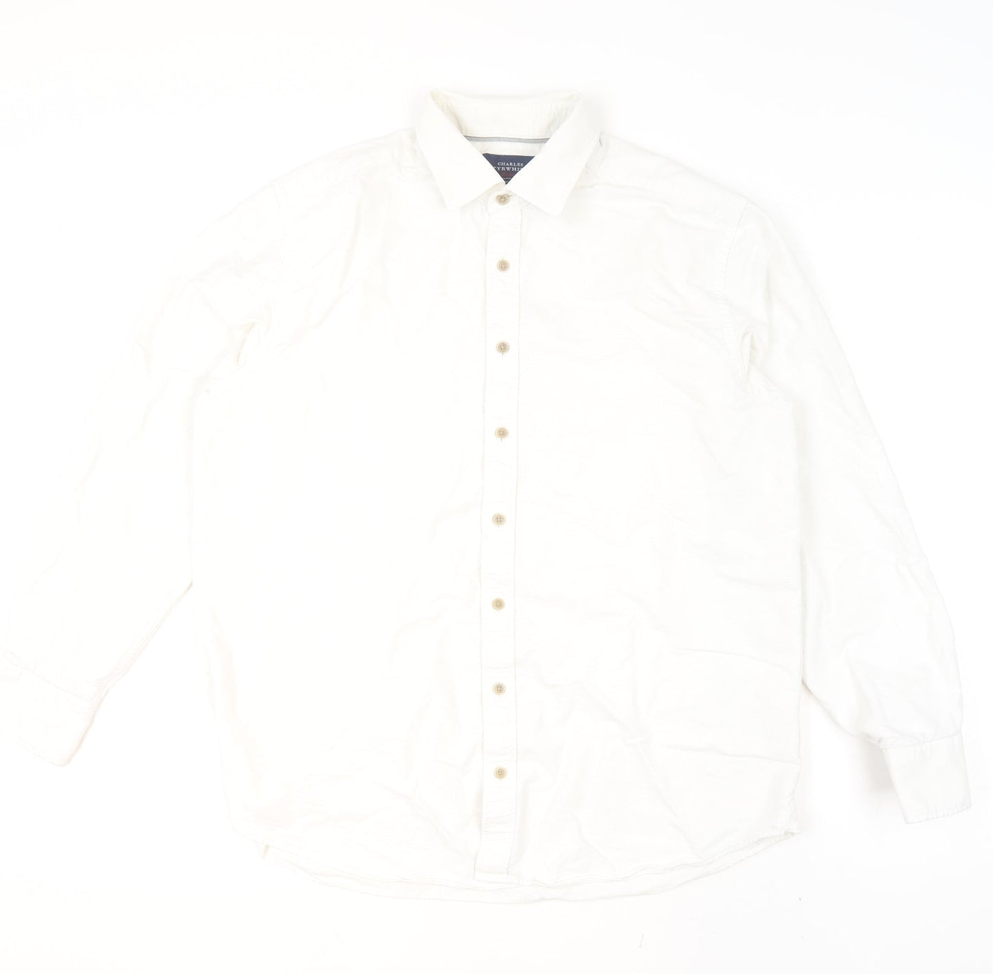 Charles Tyrwhitt Men's White Classic Fit Cotton Long Sleeve Dress Shirt L