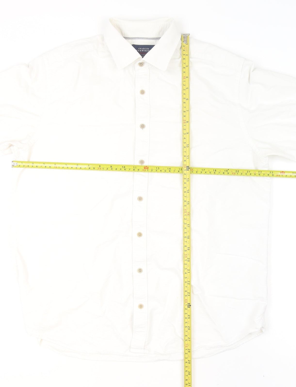 Charles Tyrwhitt Men's White Classic Fit Cotton Long Sleeve Dress Shirt L