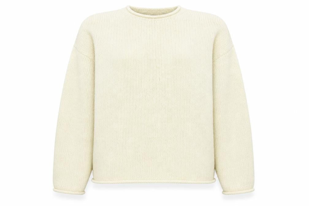 Front view of ASOS DESIGN Women’s Beige Chunky Knit Crew Neck Jumper, size S