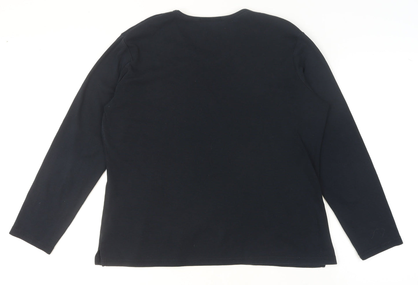 George Women’s Black Pudsey V-Neck Long Sleeve Cotton T-Shirt Size 16