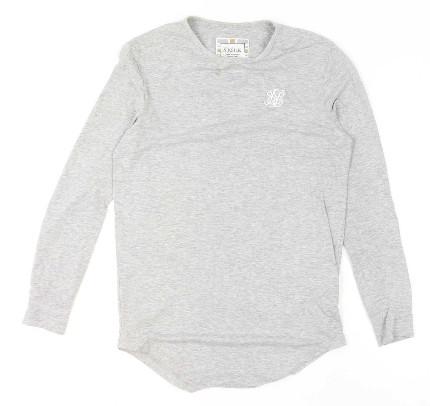 SikSilk Womens Grey Long Sleeve Slim Fit Jersey T-Shirt XS