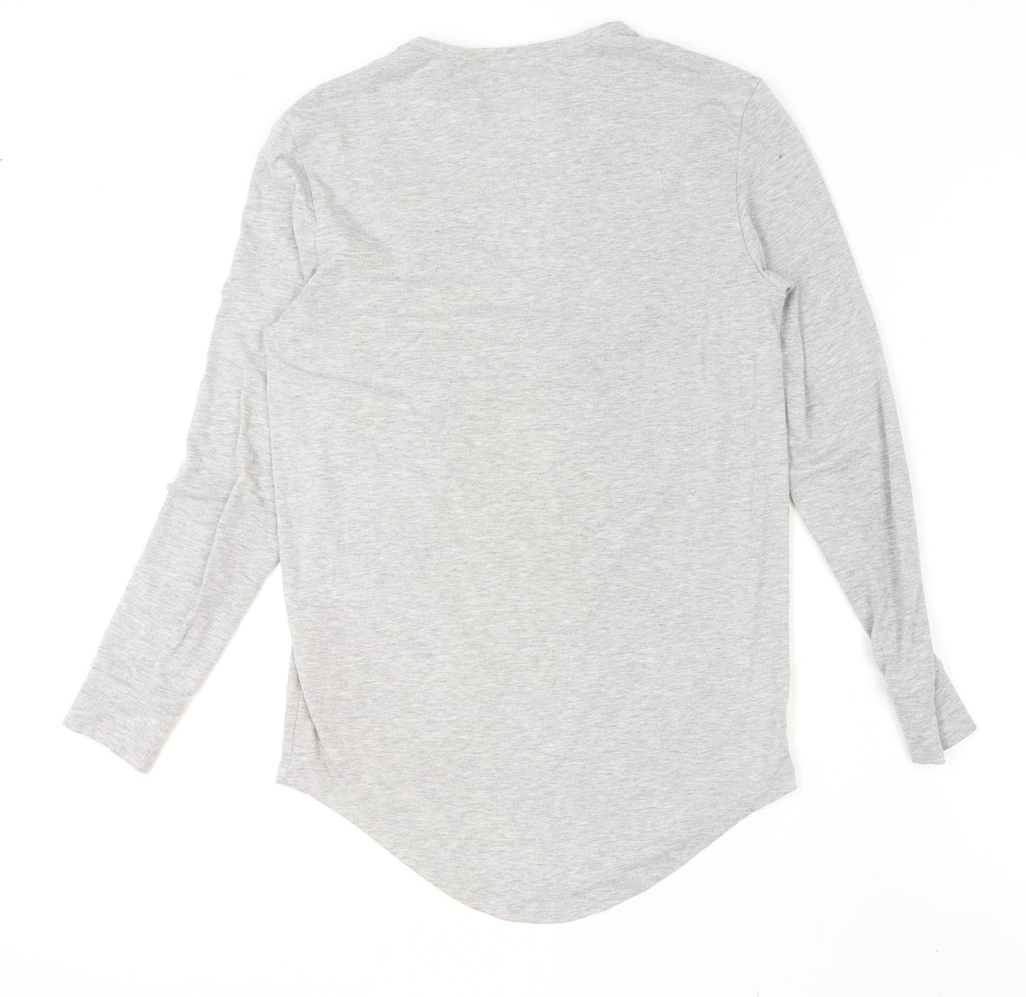 SikSilk Womens Grey Long Sleeve Slim Fit Jersey T-Shirt XS