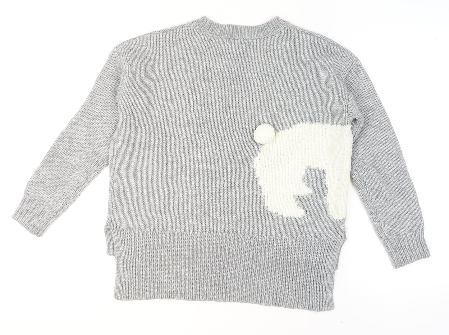 Next Petites Grey Polar Bear Knit Jumper Women’s Size 10