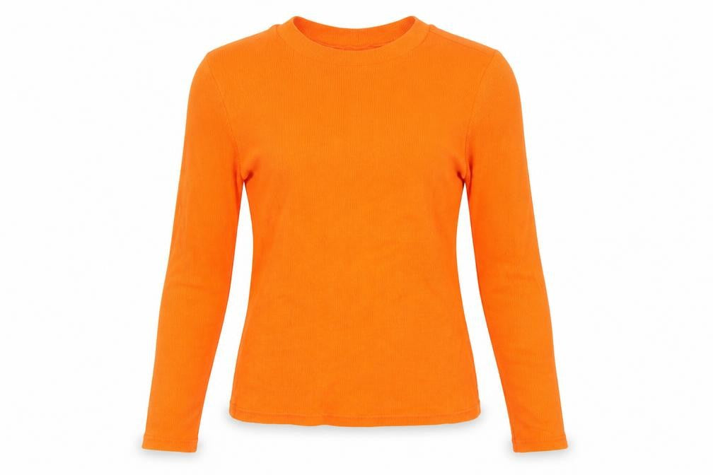 River Island Women's Orange Long Sleeve Slim Fit Cotton T-Shirt Size 8