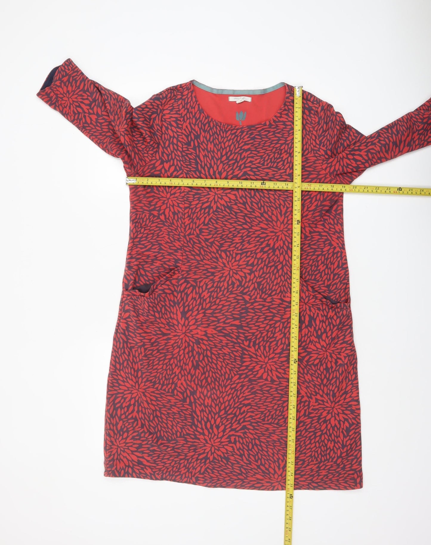 White Stuff Women's Red Floral Cotton Shift Dress Size 14