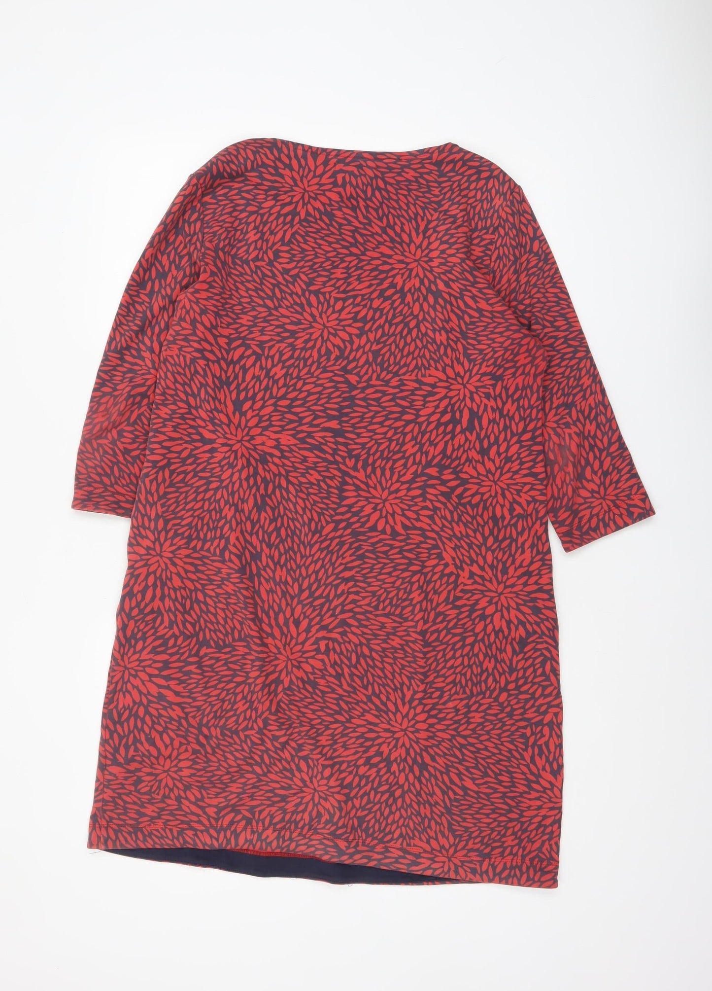 White Stuff Women's Red Floral Cotton Shift Dress Size 14