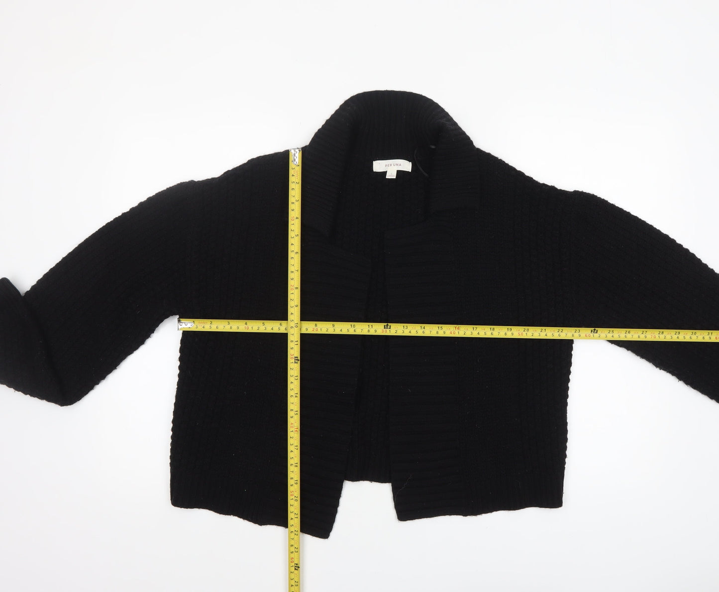 Marks and Spencer Per Una Women Black L Chunky Knit Cardigan