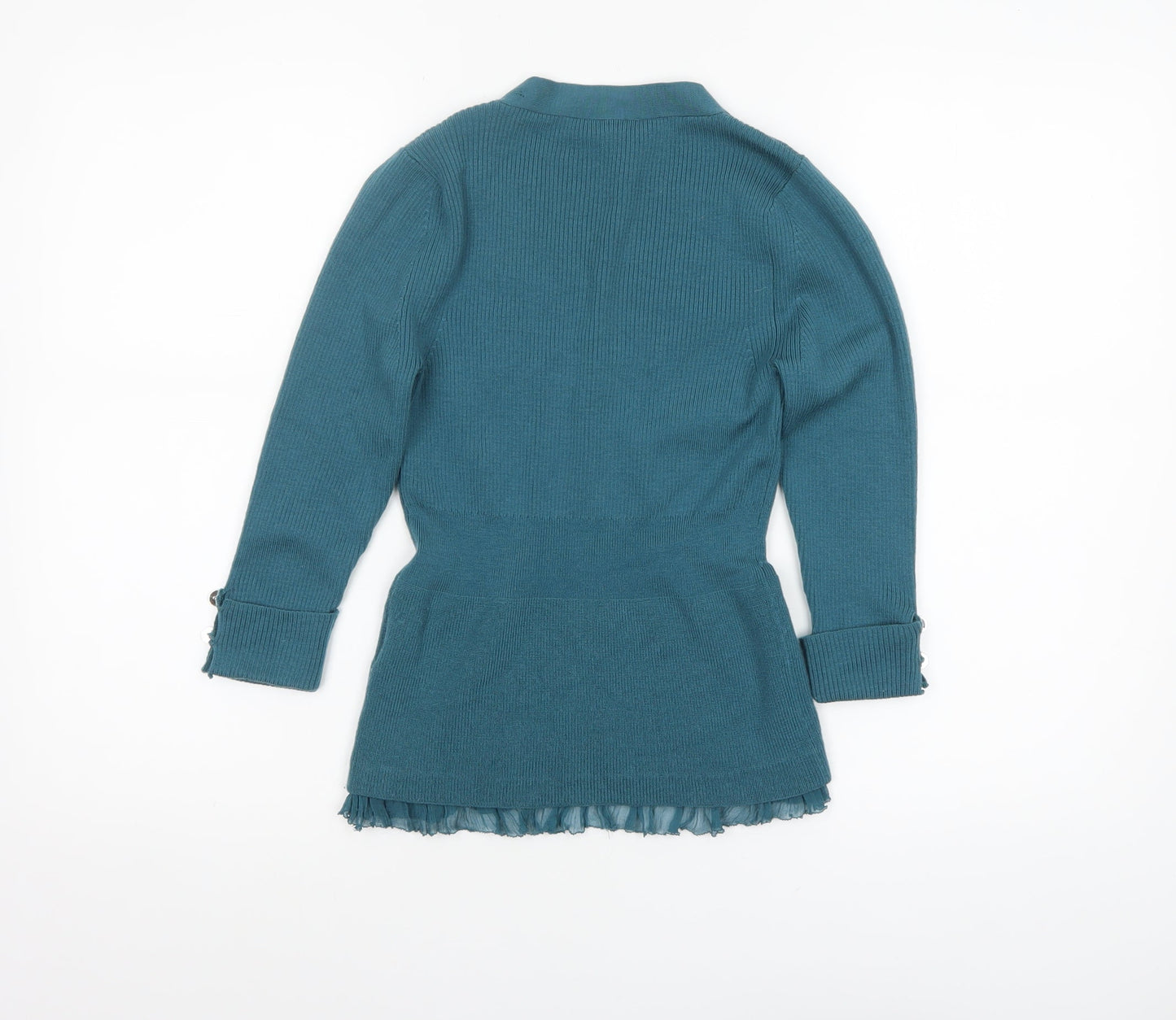 Karen Millen Women’s Green Wool Blend V-Neck Button Cardigan Size S