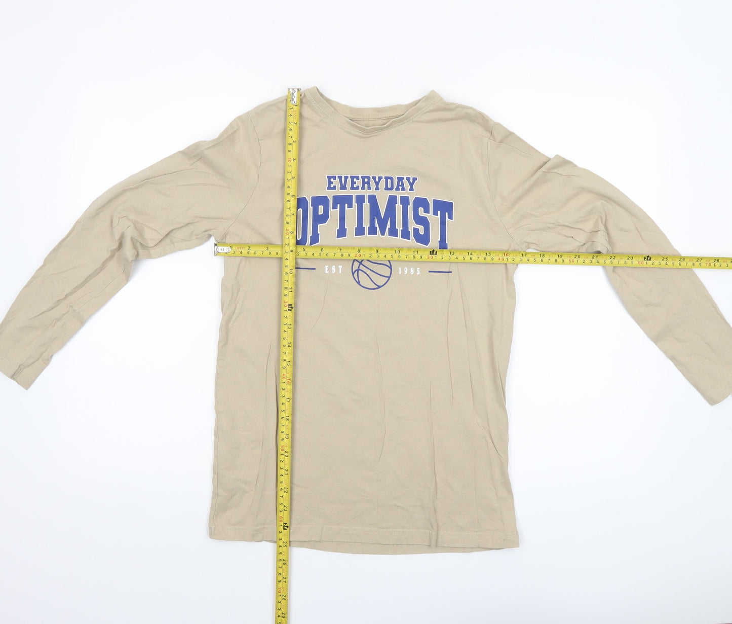 Primark Boys Beige Everyday Optimist Long Sleeve T-Shirt 12-13 Years