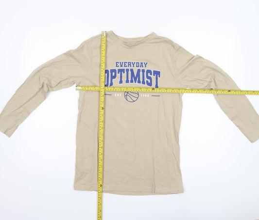 Primark Boys Beige Everyday Optimist Long Sleeve T-Shirt 12-13 Years