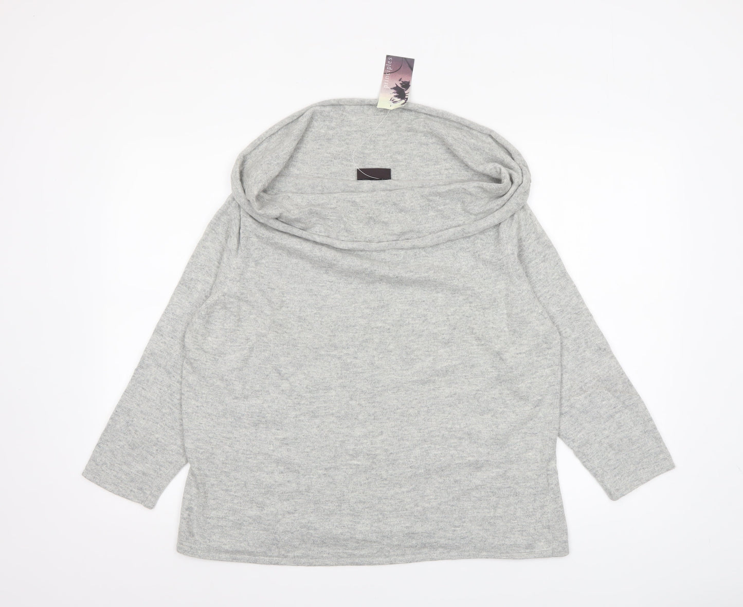 Principles Women's Grey Cowl Neck Long Sleeve Jumper Size 20