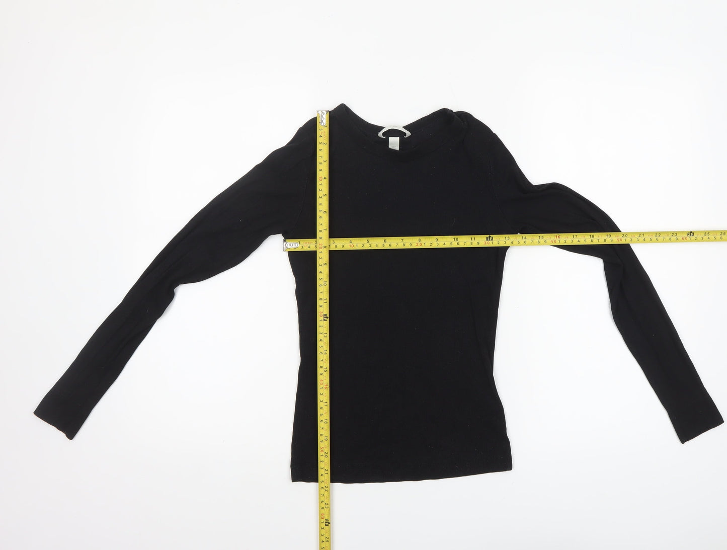 H&M Women Black Long Sleeve Basic Jersey Top Size S