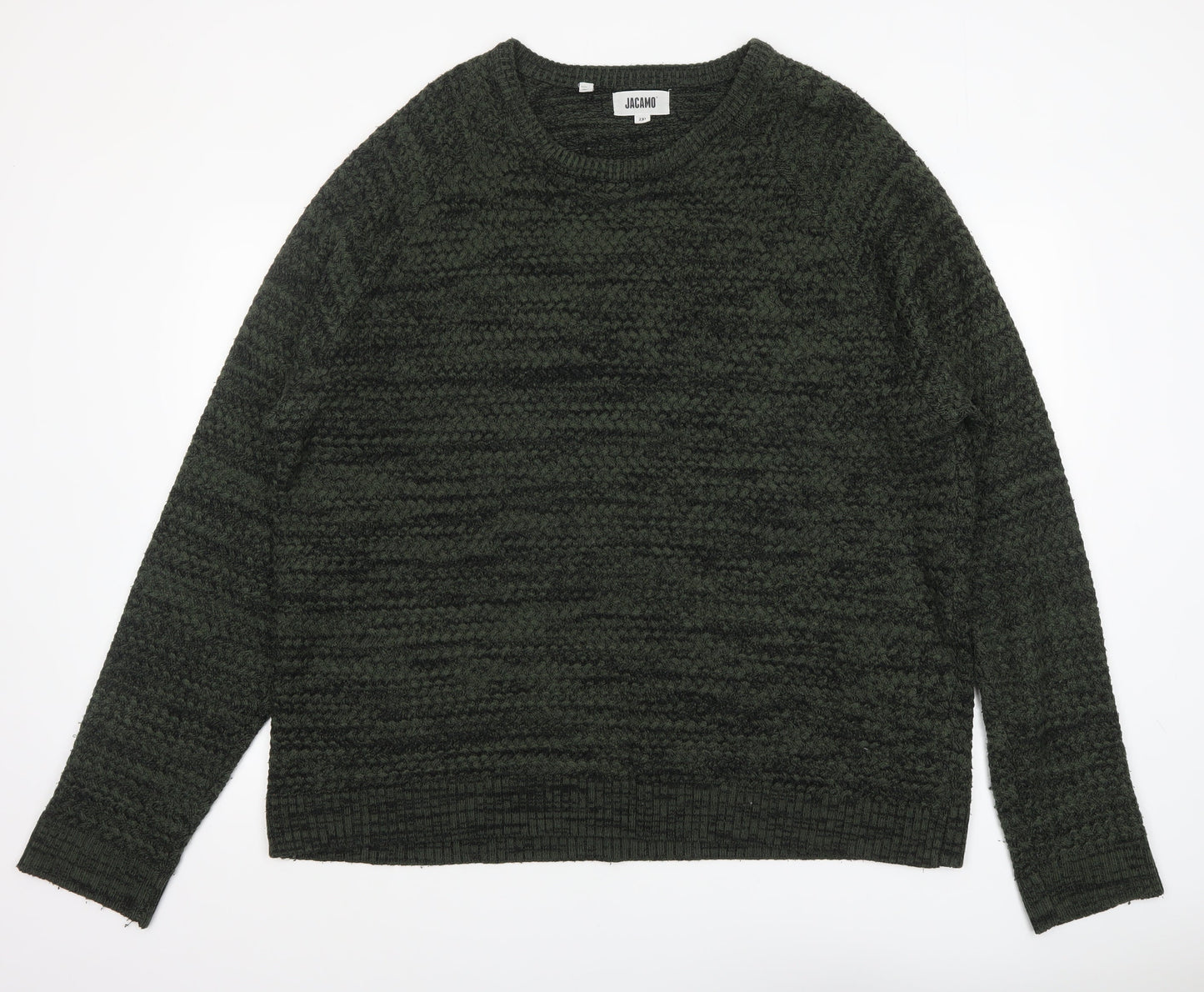 Jacamo Men Green 2XL Chunky Knit Crew Neck Pullover Jumper