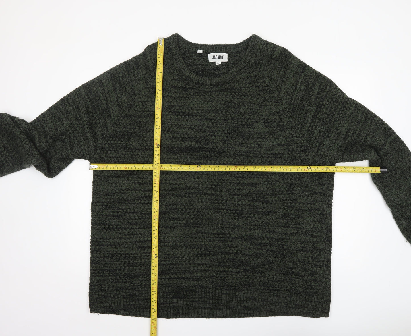 Jacamo Men Green 2XL Chunky Knit Crew Neck Pullover Jumper