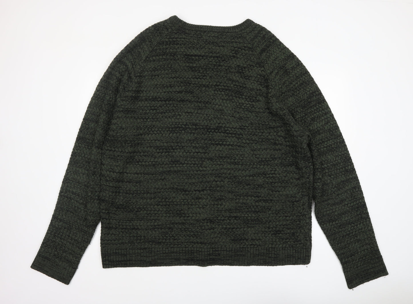 Jacamo Men Green 2XL Chunky Knit Crew Neck Pullover Jumper