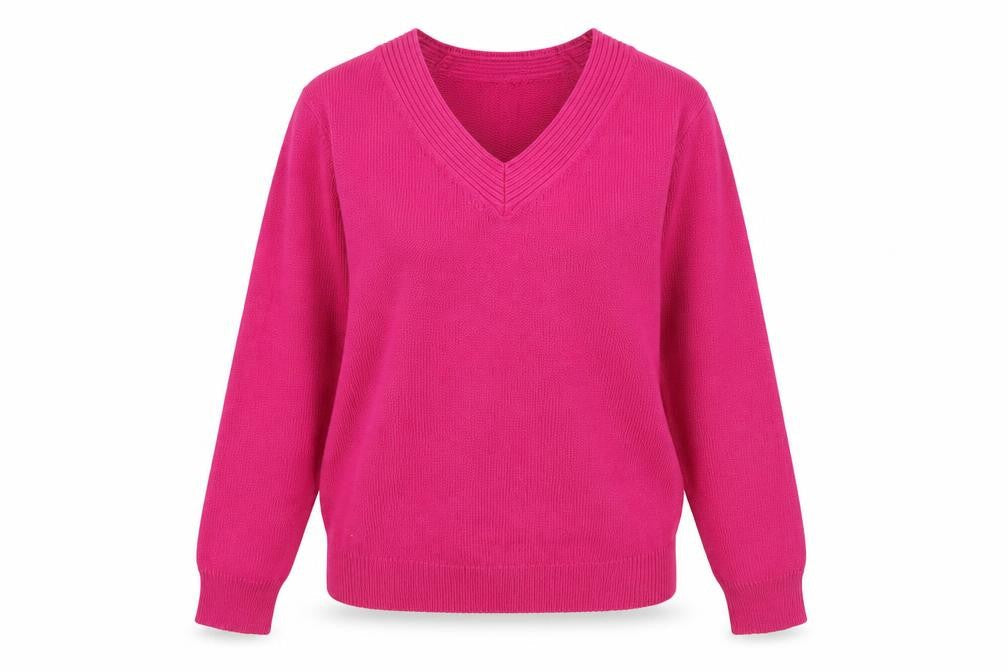 Damart Women’s Pink V-Neck Acrylic Jumper Size 10/12