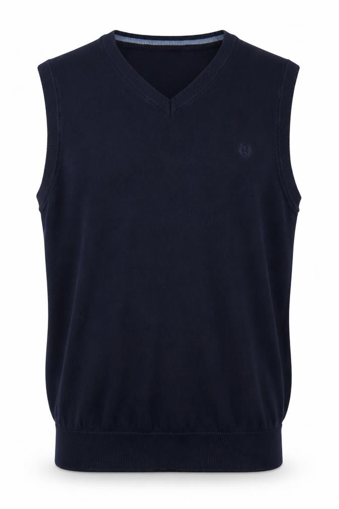 Lincoln Men's Blue Cotton V-Neck Sleeveless Vest Jumper M