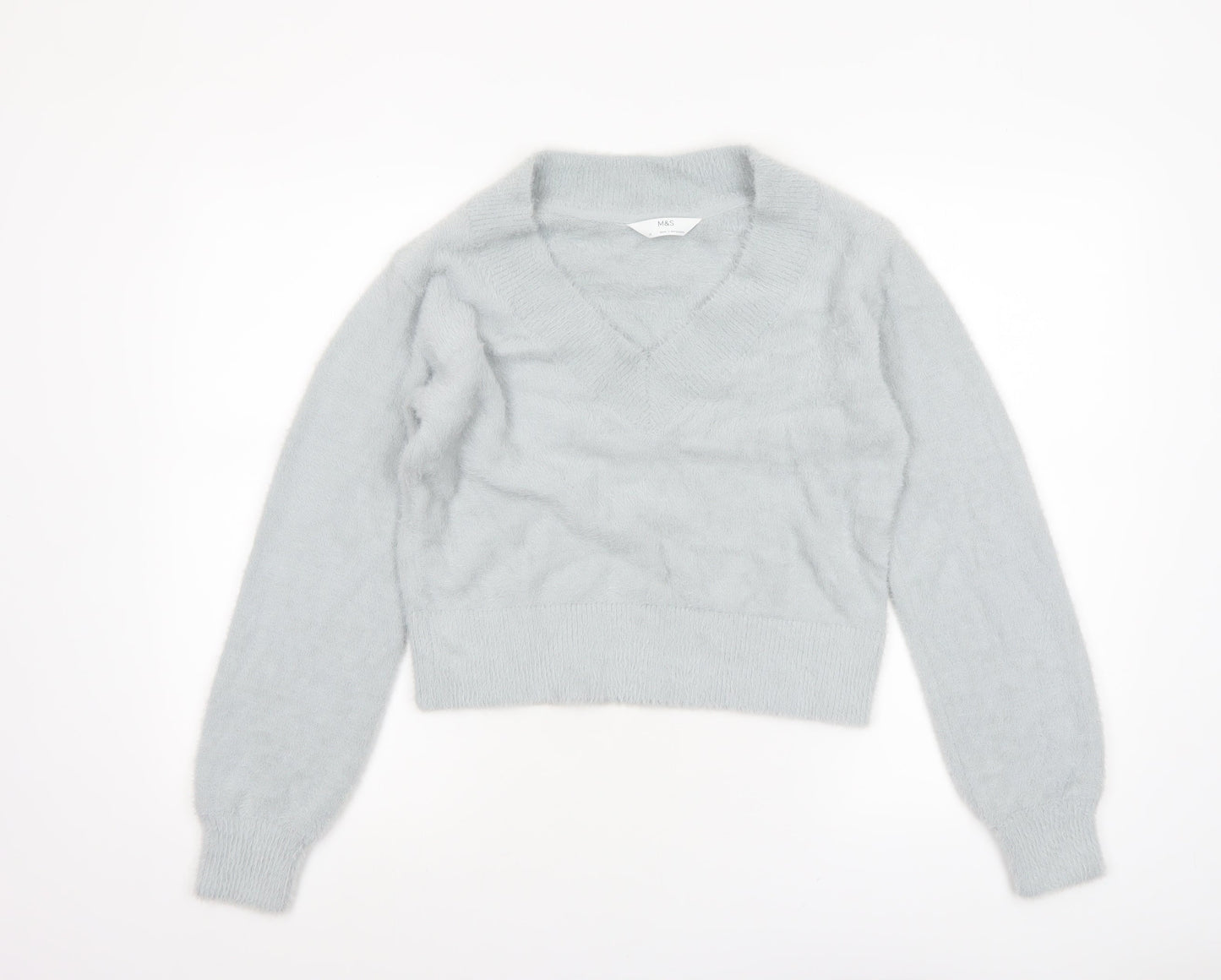 Marks and Spencer Women’s Grey V-Neck Long Sleeve Pullover Jumper XS