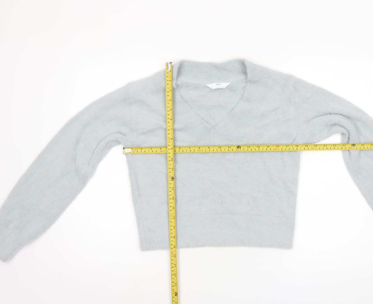 Marks and Spencer Women’s Grey V-Neck Long Sleeve Pullover Jumper XS