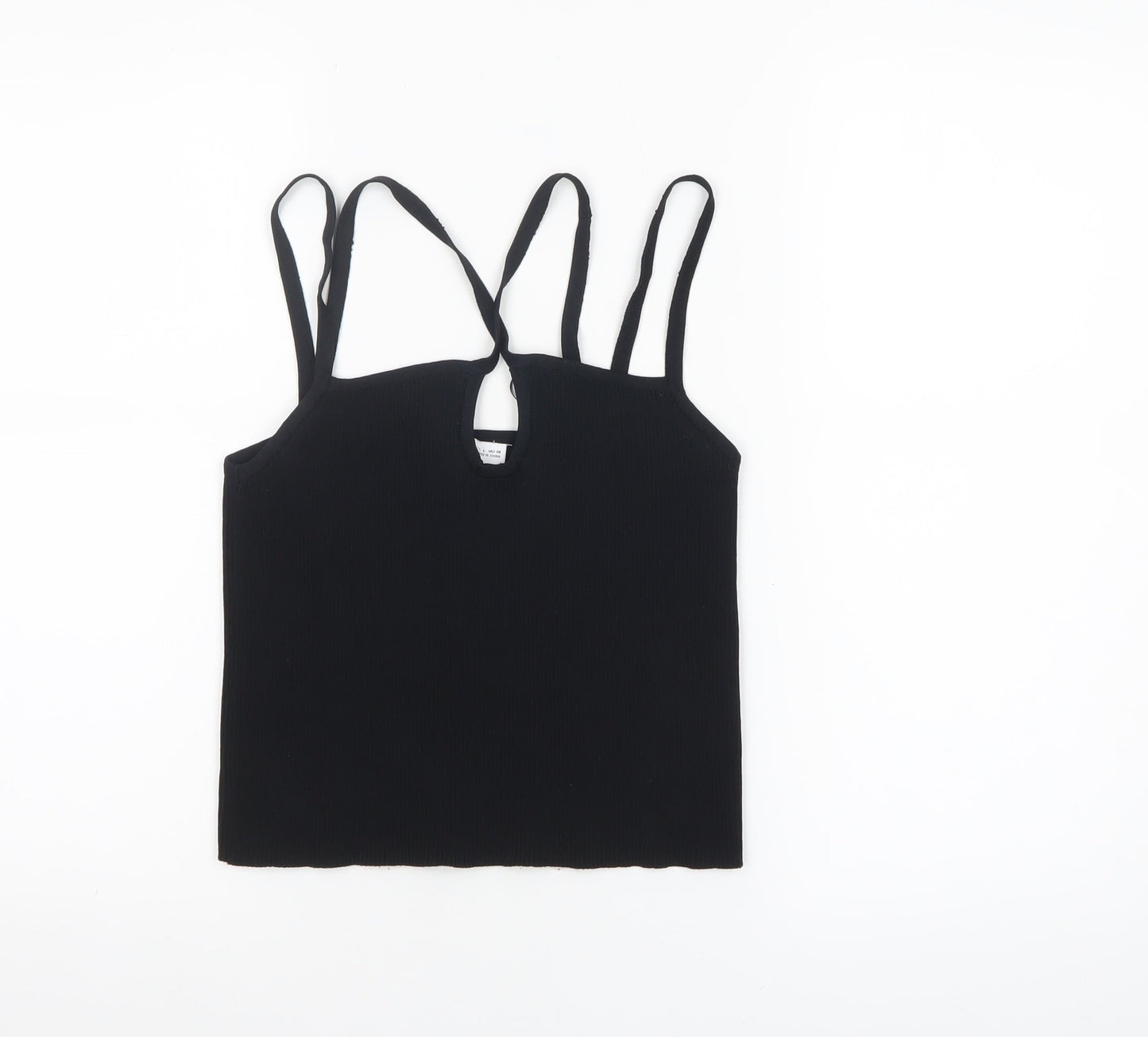 ZARA Women Black Tank Top Size 12 Camisole Knit Summer