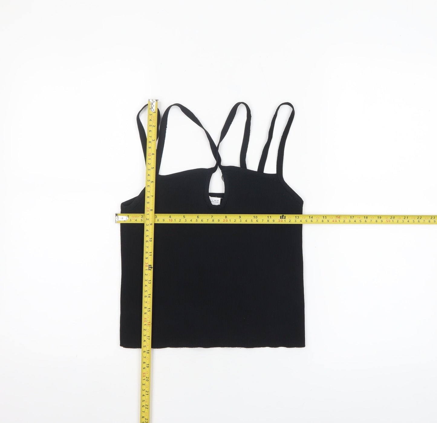 ZARA Women Black Tank Top Size 12 Camisole Knit Summer