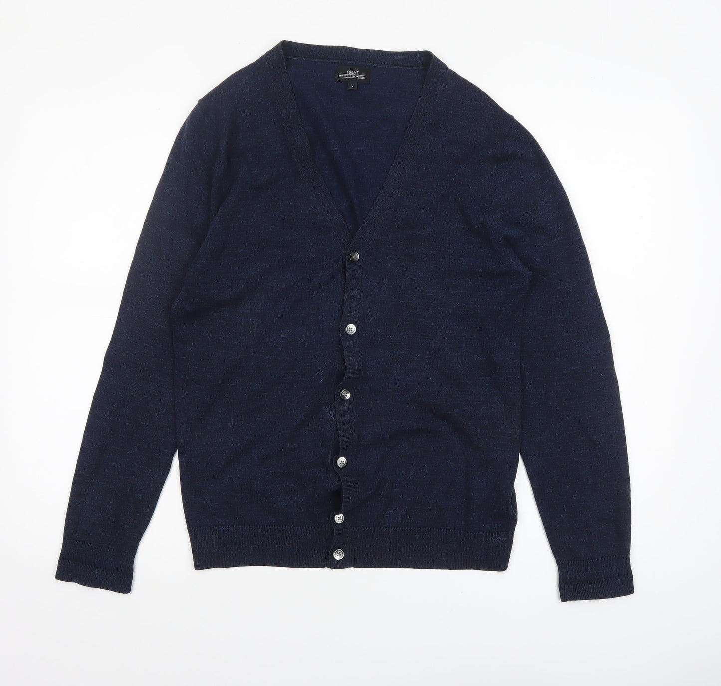 Next Men's Blue Cotton V-Neck Cardigan Size S Long Sleeve Knit