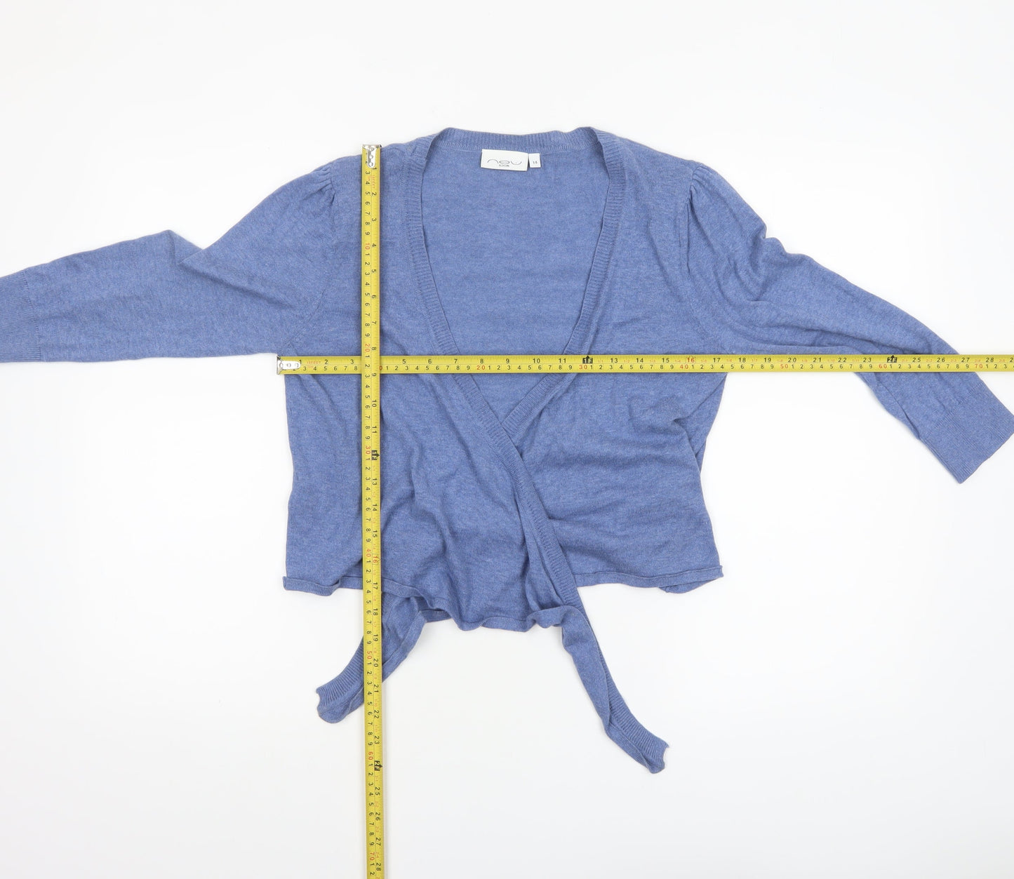 New Look Women's Blue Cotton Wrap V-Neck Jumper Size 14
