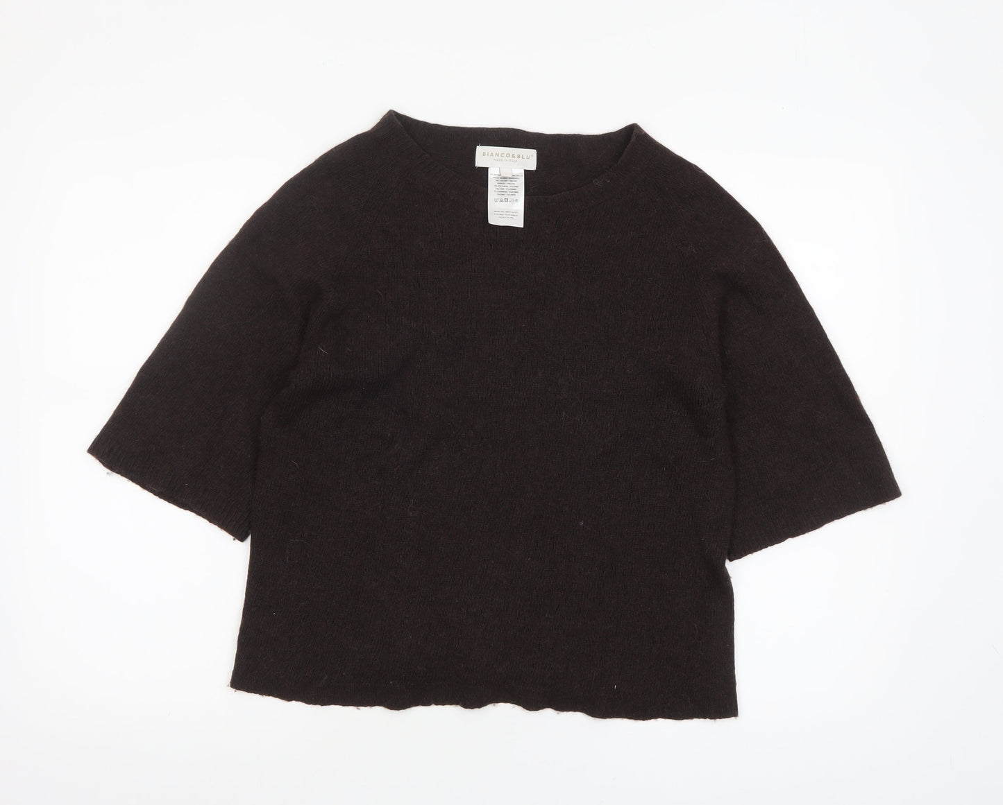Bianco & Blu Women's Brown Merino Wool Cashmere Blend Pullover Jumper L