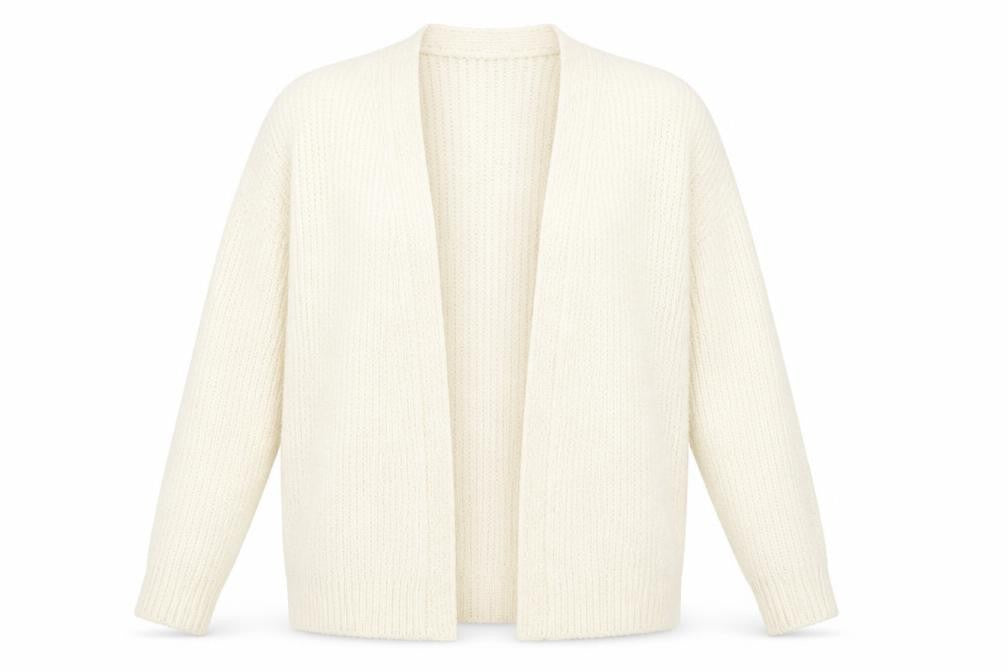 Front view of ASOS Women Ivory Chunky Knit Open Front Cardigan UK 6