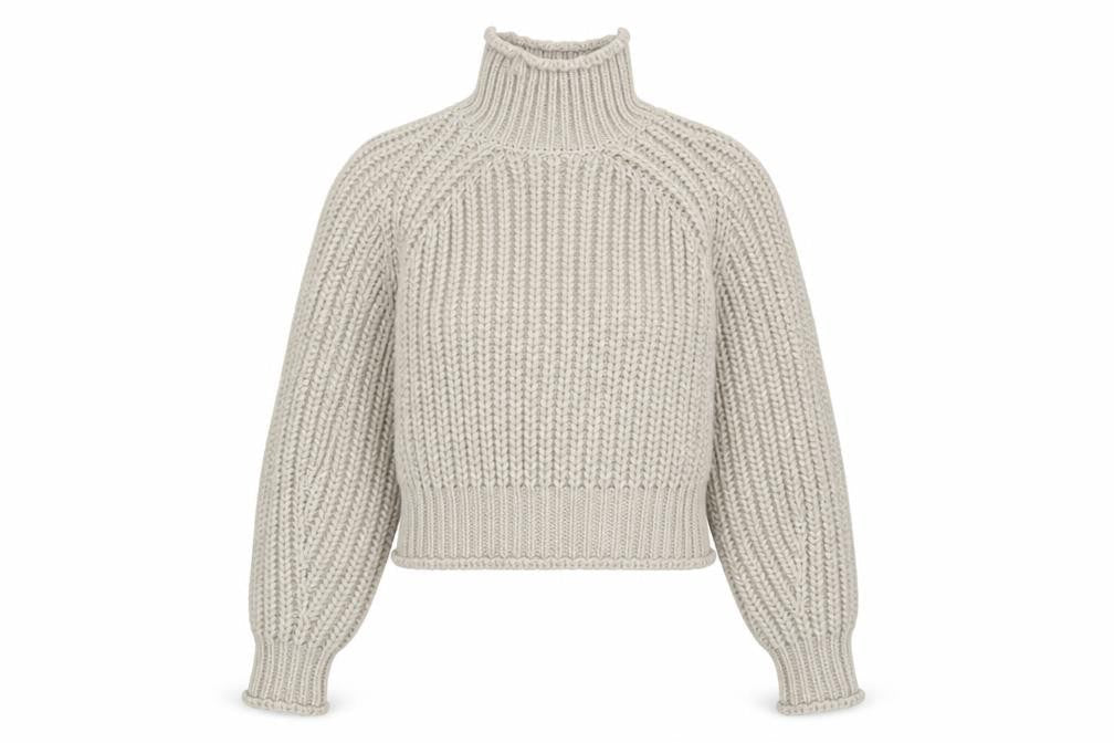 H&M Women Beige Chunky Roll Neck Jumper XS Relaxed Fit Knit