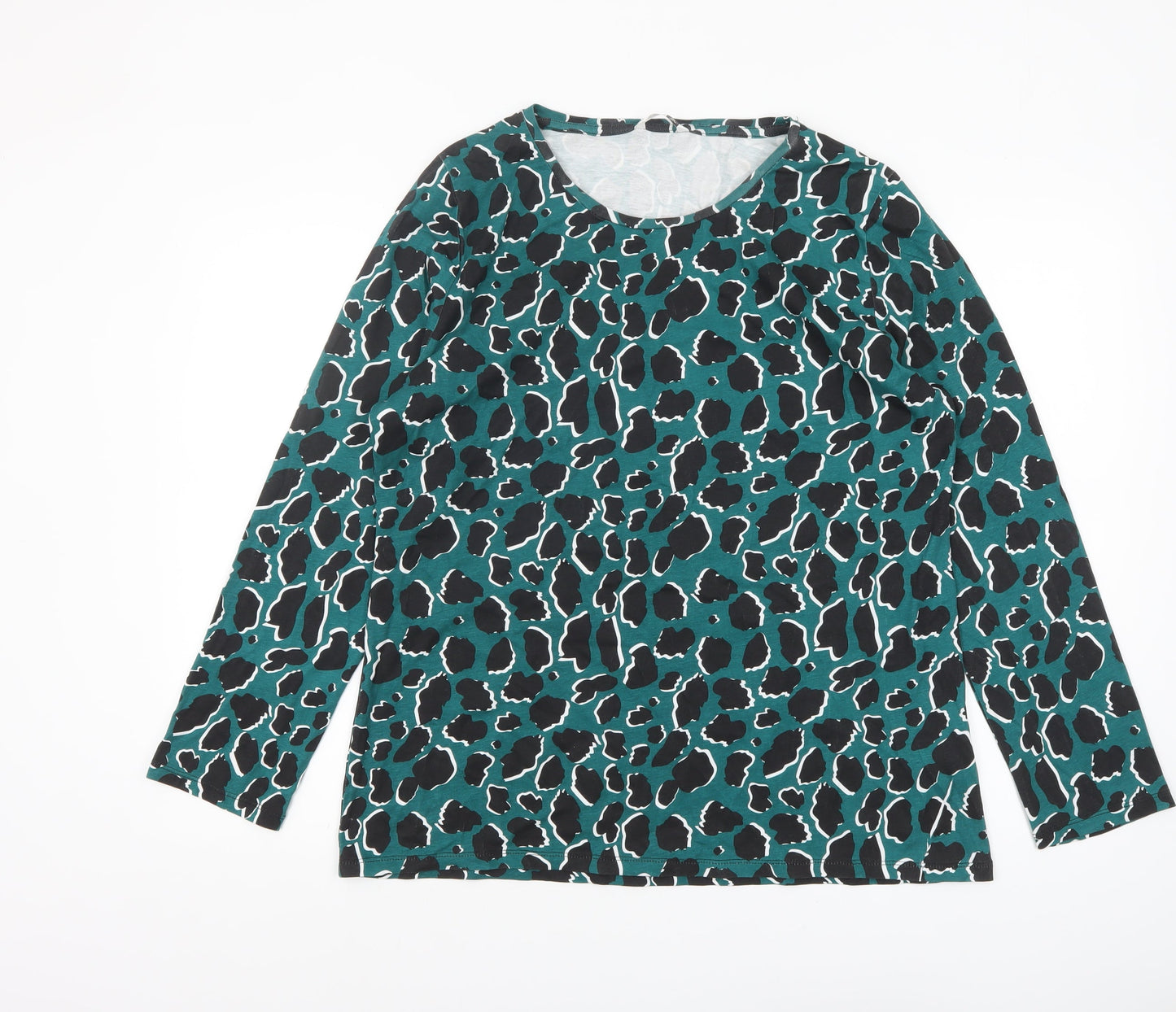 PEP&CO Women’s Green Animal Print Cotton Long Sleeve T-Shirt Size 20