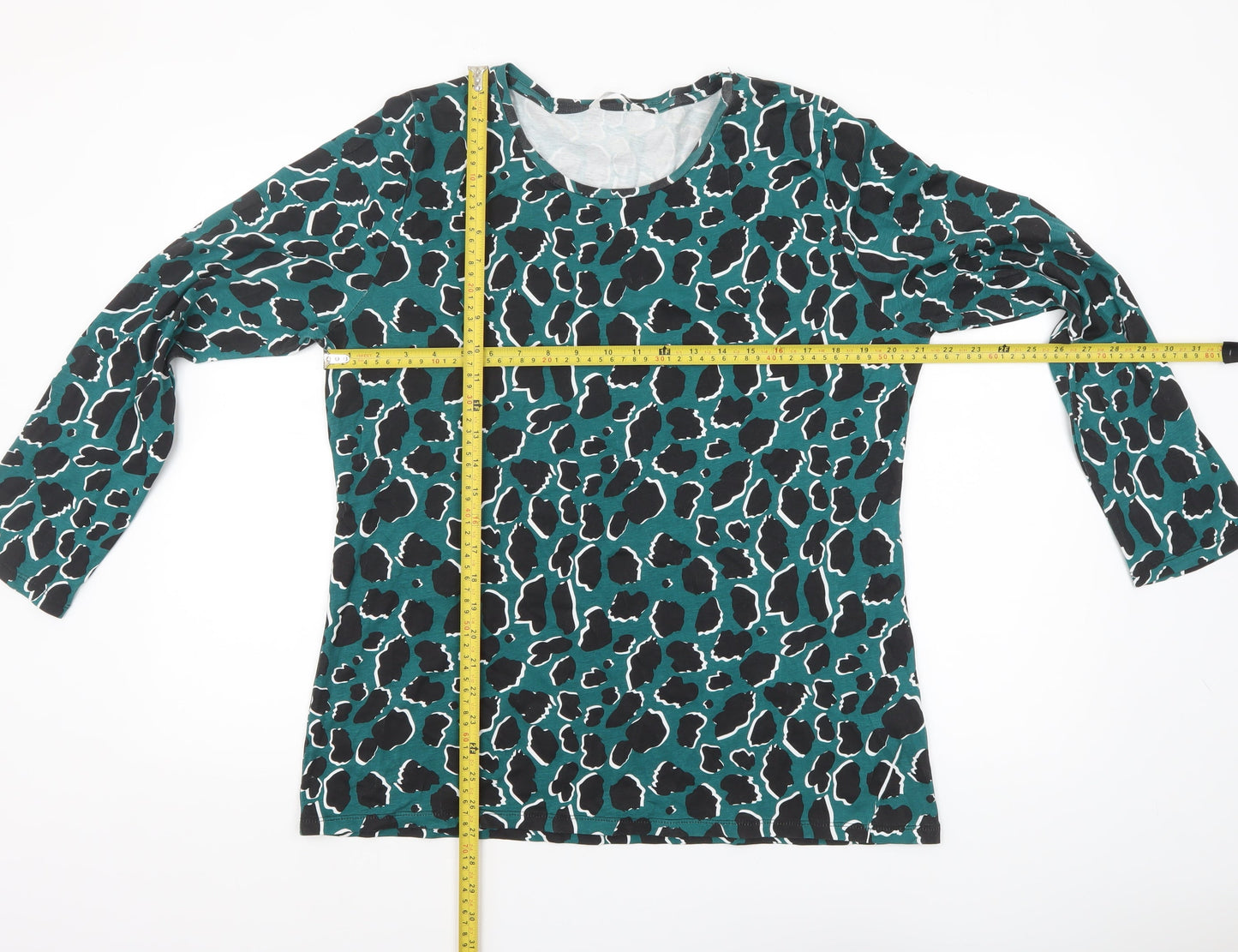 PEP&CO Women’s Green Animal Print Cotton Long Sleeve T-Shirt Size 20