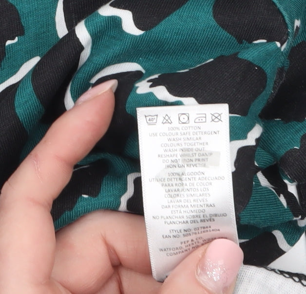 PEP&CO Women’s Green Animal Print Cotton Long Sleeve T-Shirt Size 20