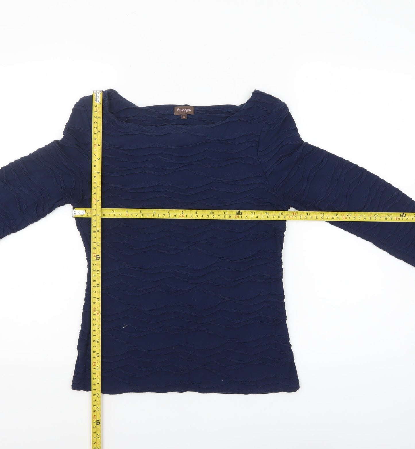 Phase Eight Women Navy Blue Long Sleeve Textured Tunic Top Size 8