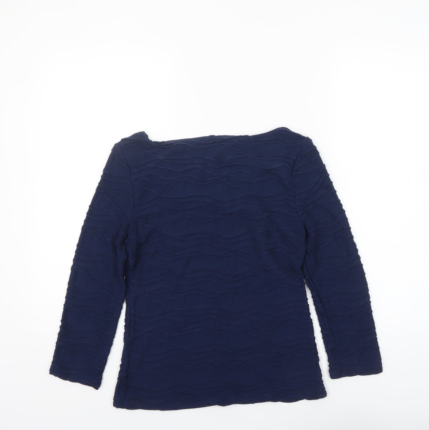 Phase Eight Women Navy Blue Long Sleeve Textured Tunic Top Size 8