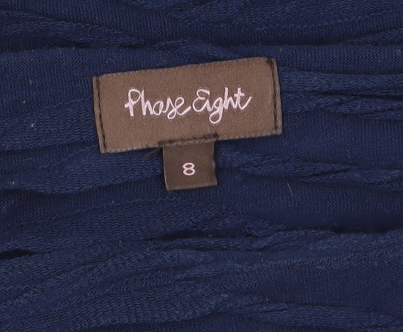 Phase Eight Women Navy Blue Long Sleeve Textured Tunic Top Size 8